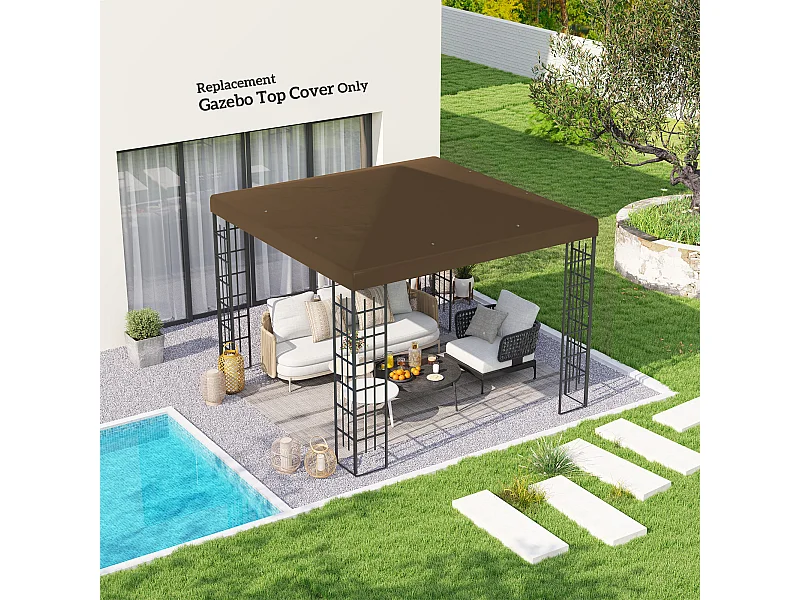 Copertura per gazebo 3x3 m in tessuto oxford 600d marrone