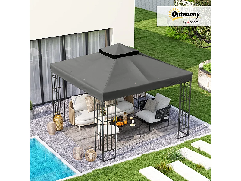 Copertura per gazebo 3x3m sostitutiva in poliestere grigio scuro