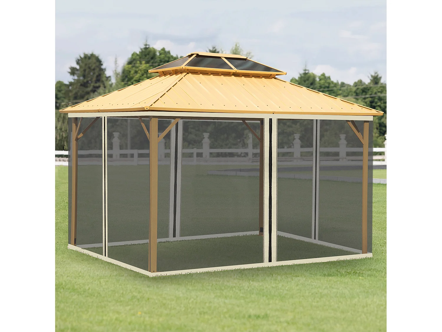 Tende zanzariera per gazebo ricambio universale nero e beige