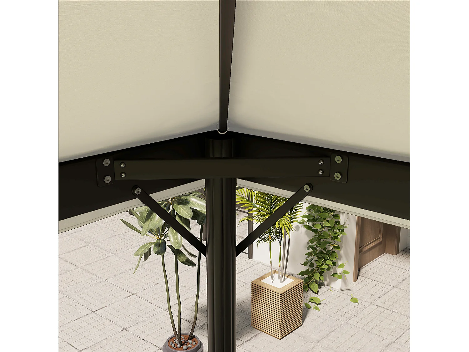 Copertura per gazebo 3x4 m a 2 livelli in tessuto oxford 600d crema