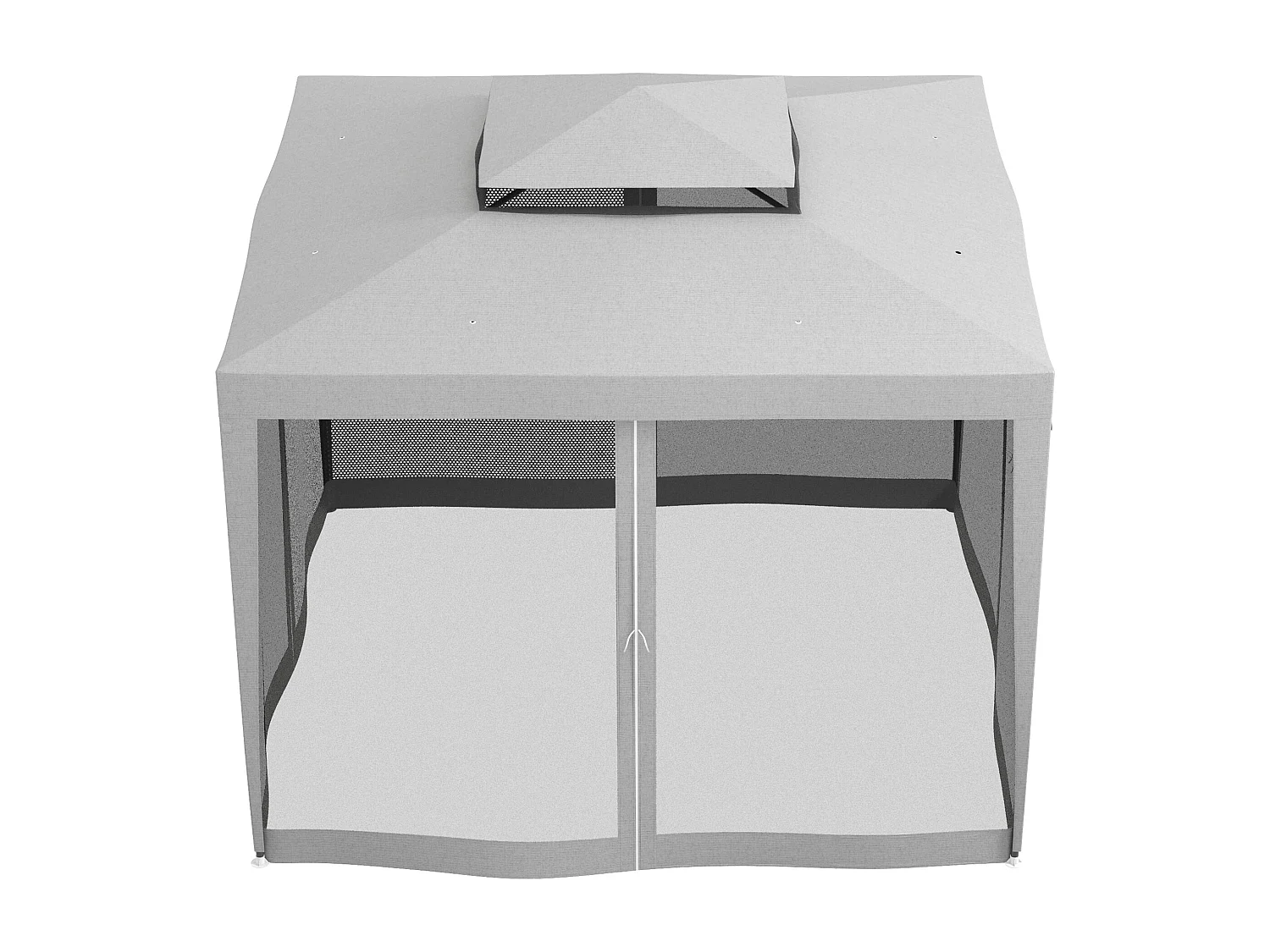 Gazebo da giardino 3x3 m con zanzariera, doppio tetto e 8 fori grigio