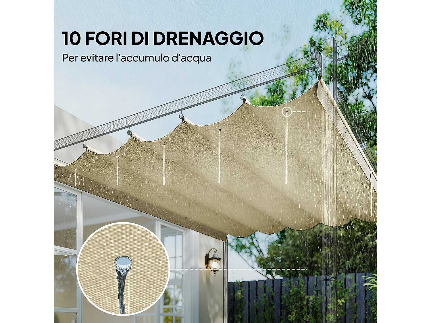 Tetto di ricambio per pergola da giardino da 3x4m crema