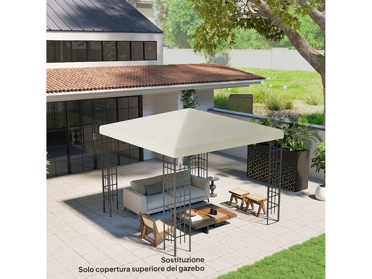 Copertura per gazebo 3x3 m in tessuto oxford 600d crema