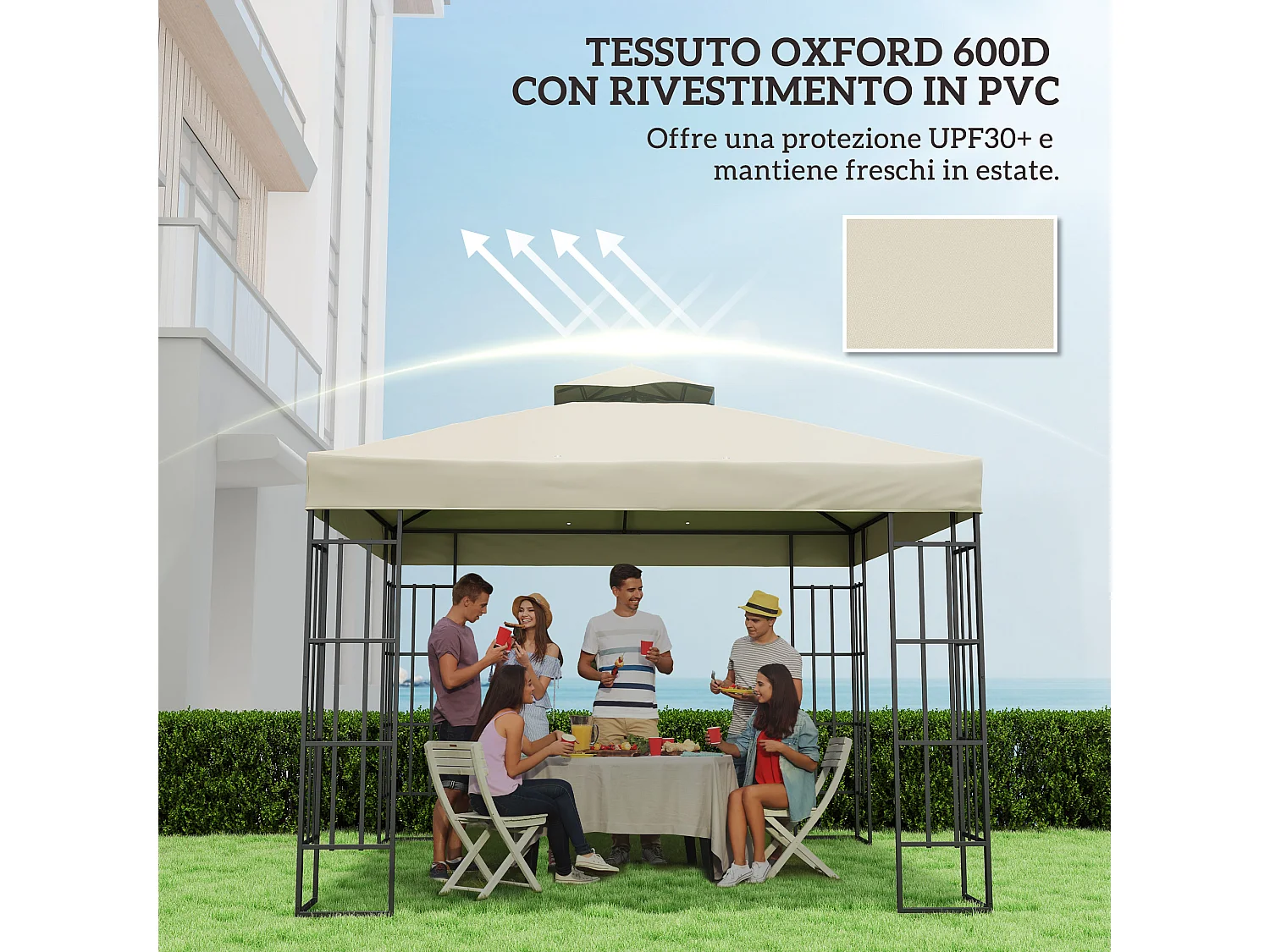 Copertura per gazebo 3x3m sostitutiva in poliestere crema