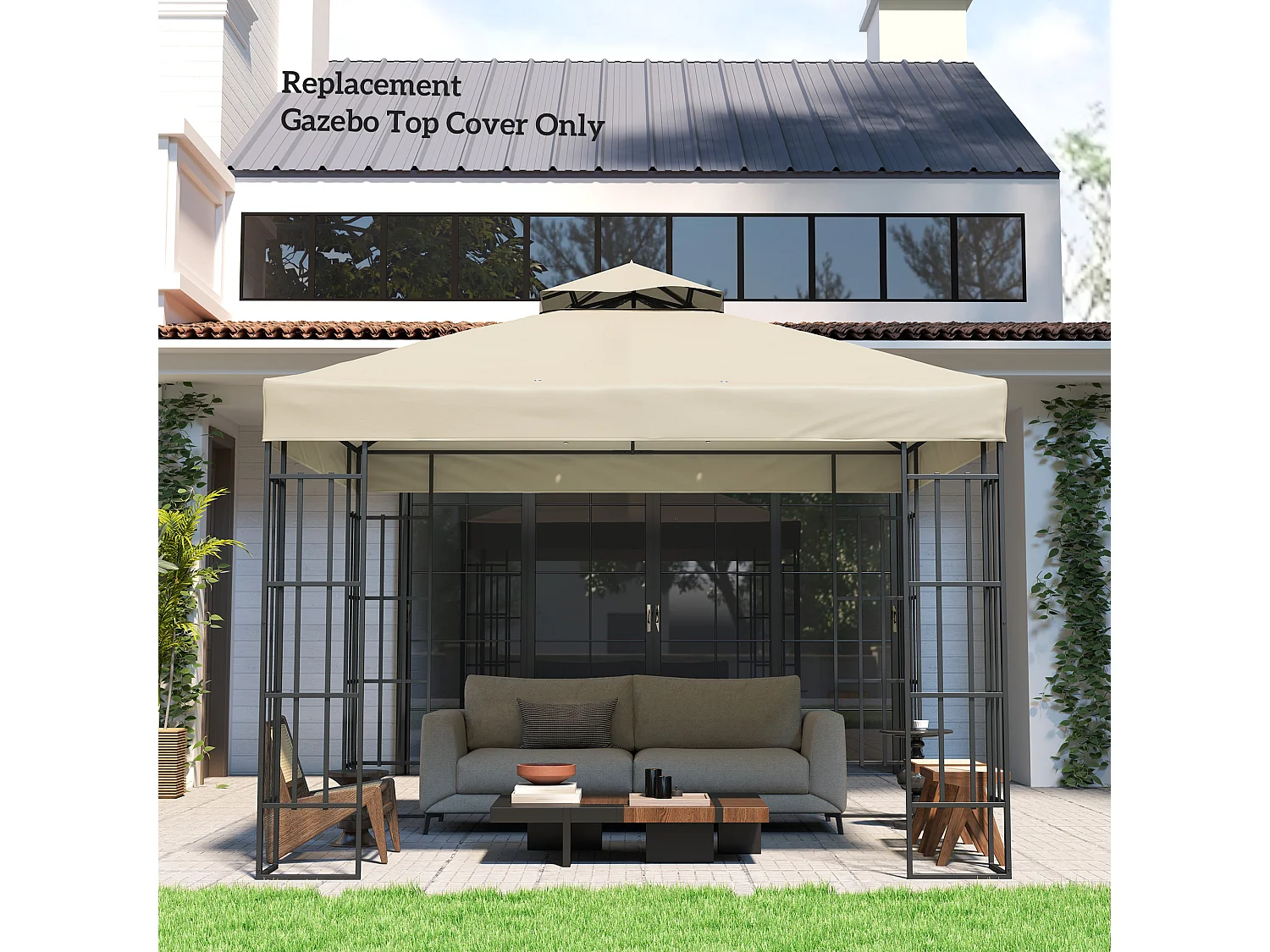 Copertura per gazebo 3x3m sostitutiva in poliestere crema