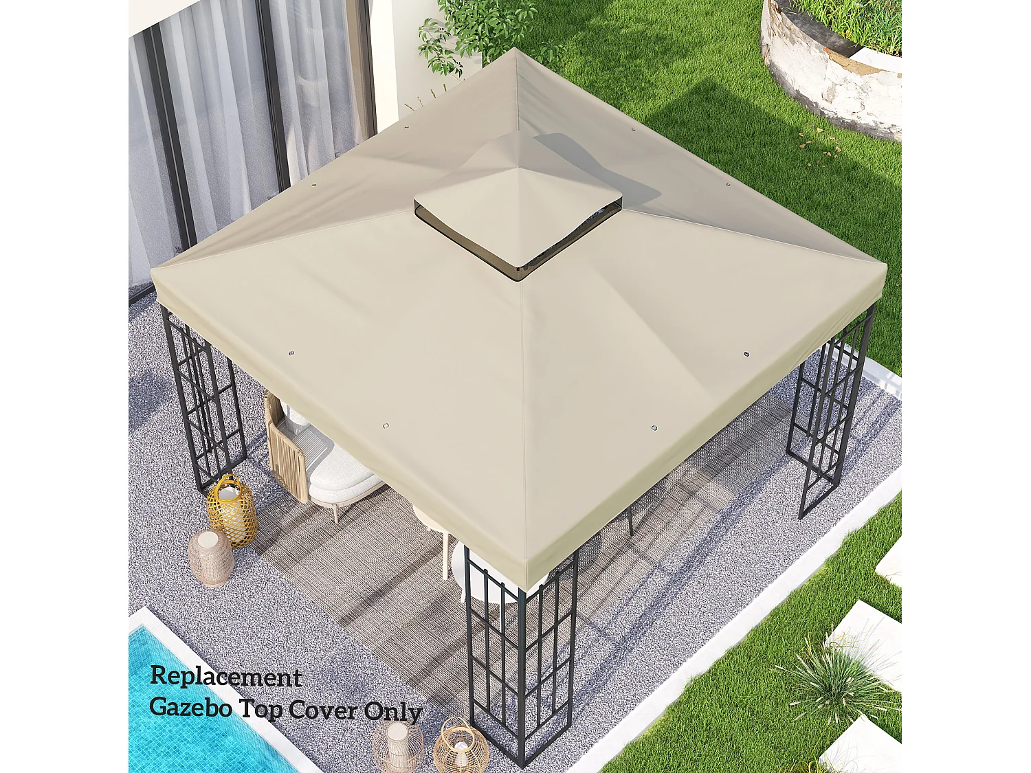 Copertura per gazebo 3x3m sostitutiva in poliestere crema