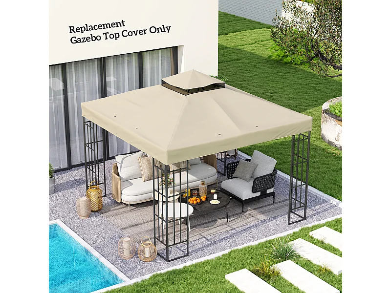 Copertura per gazebo 3x3m sostitutiva in poliestere crema
