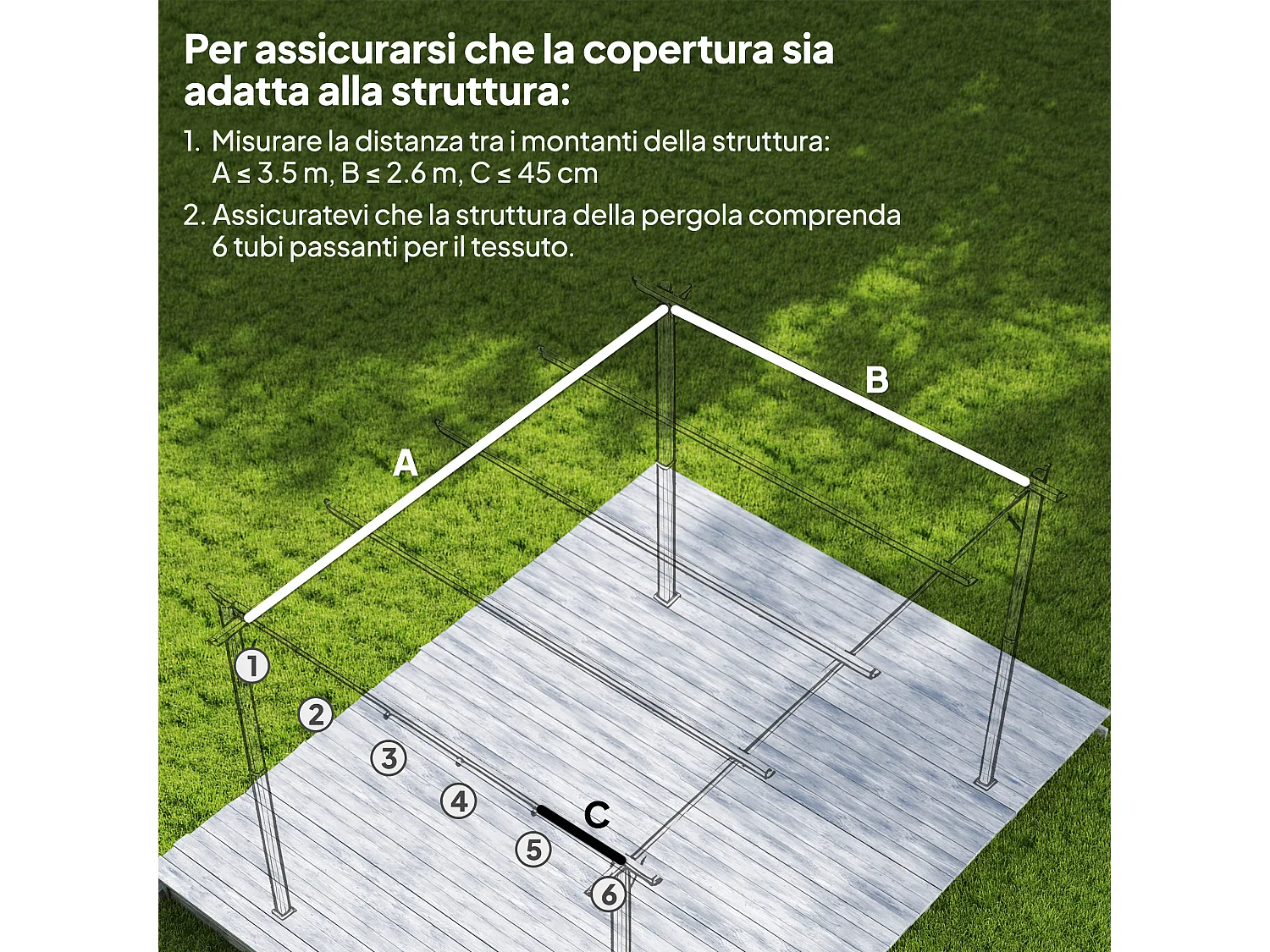 Copertura per gazebo pergola 4x3 m con 10 fori di drenaggio caffè