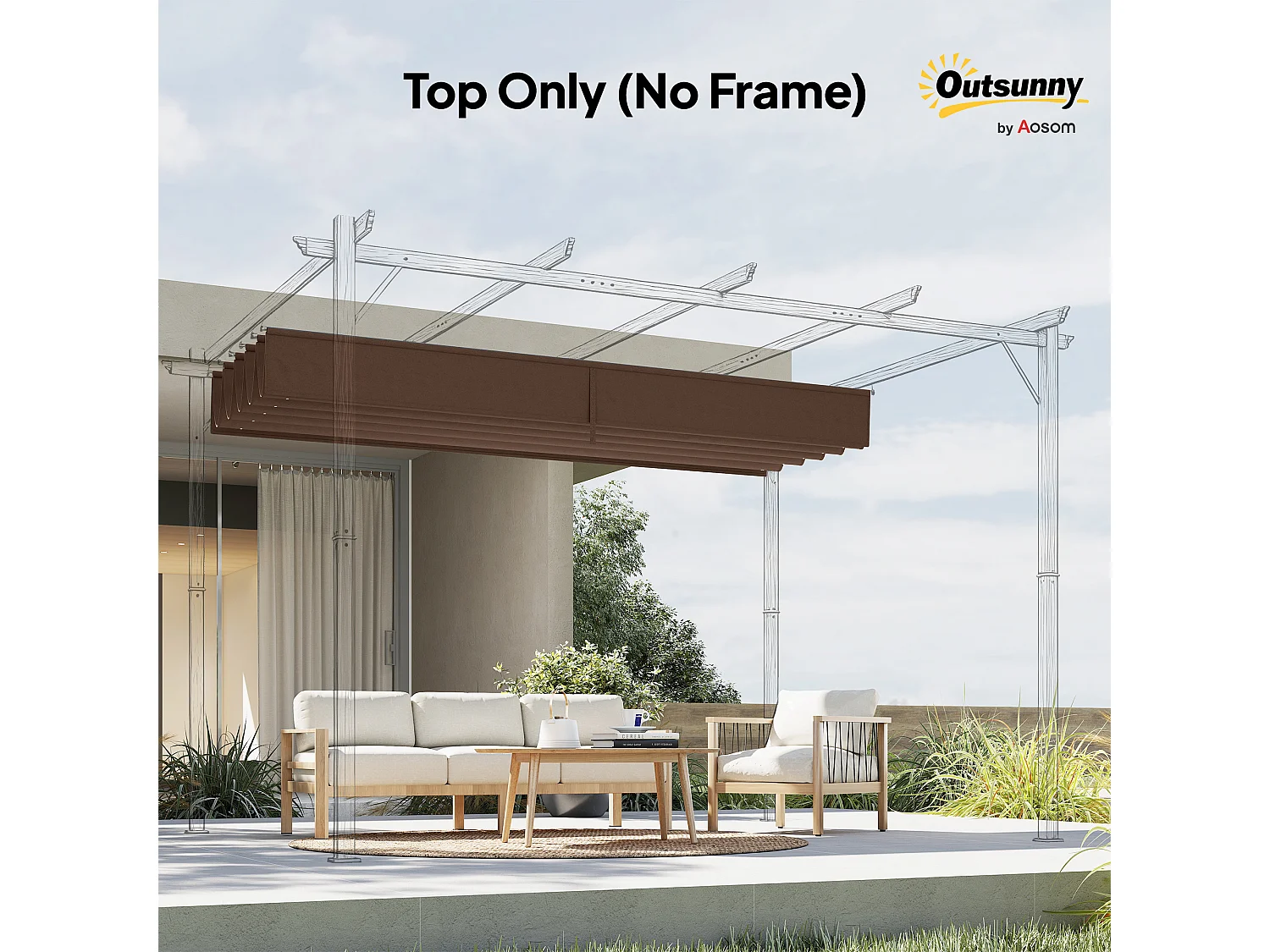 Copertura per gazebo pergola 4x3 m con 10 fori di drenaggio caffè