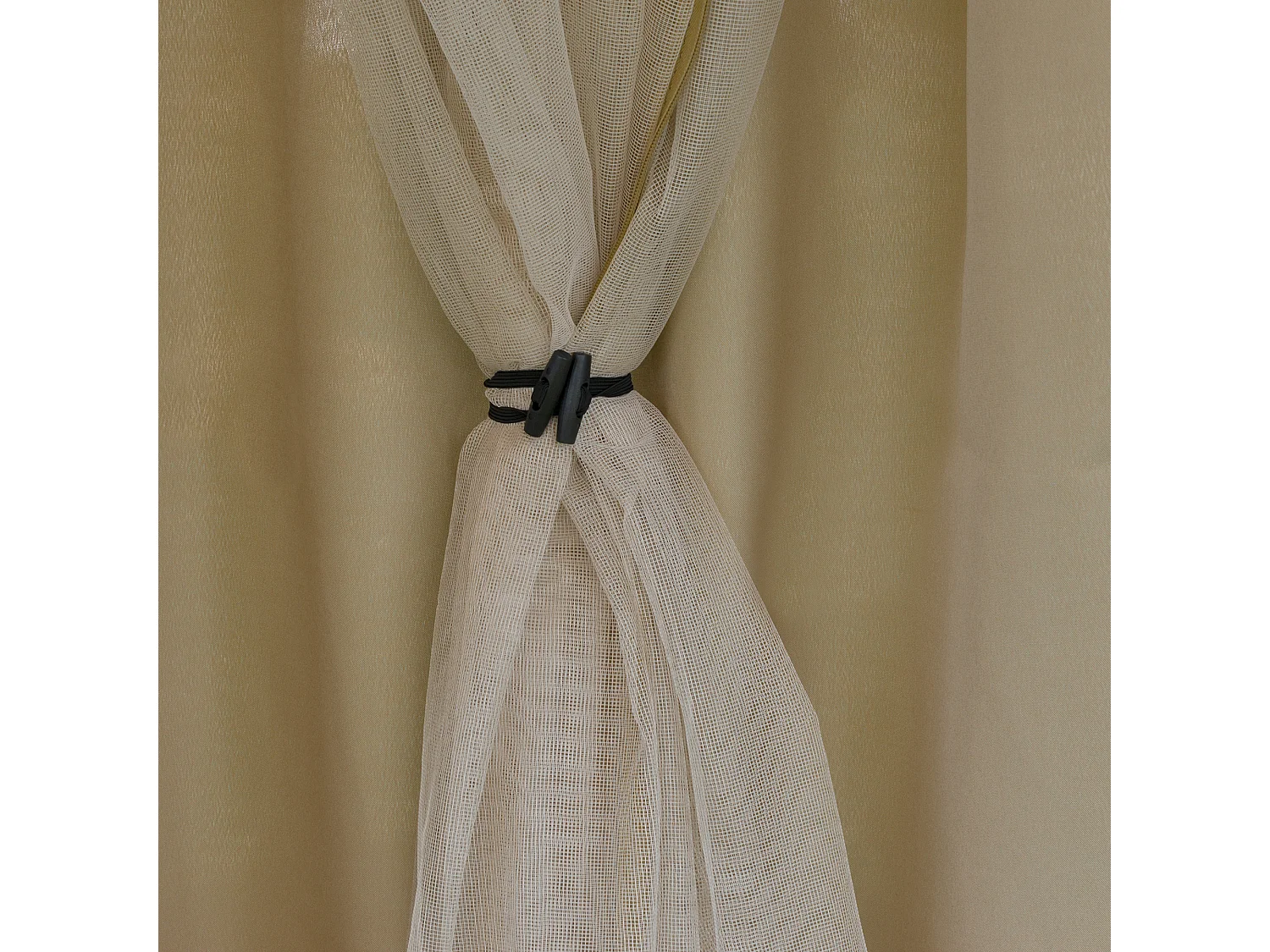 Gazebo da giardino 3x3 m con zanzariera e tetto a 2 livelli color kaki