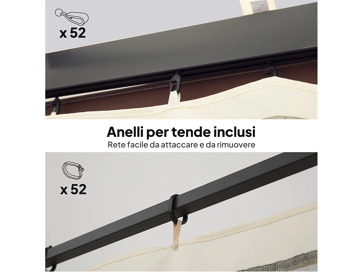 Tende zanzariera per gazebo ricambio universale nero e beige