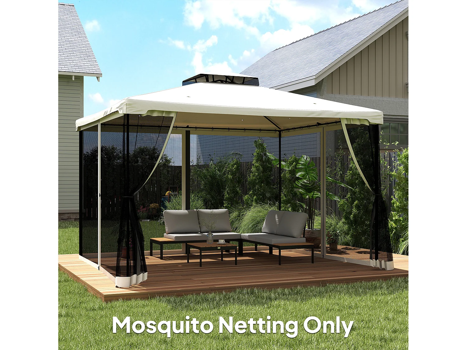 Tende zanzariera per gazebo ricambio universale nero e beige