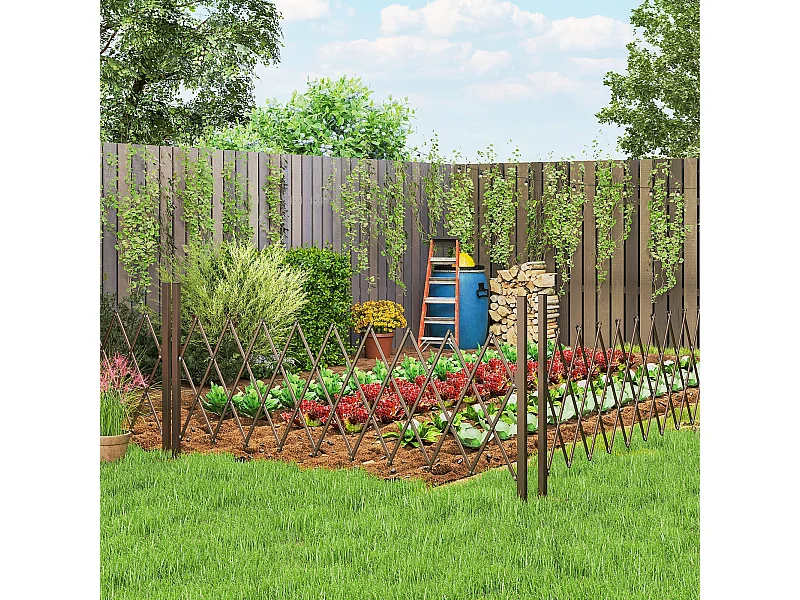 Recinzione per giardino regolabile in metallo 250x103.5 cm marrone