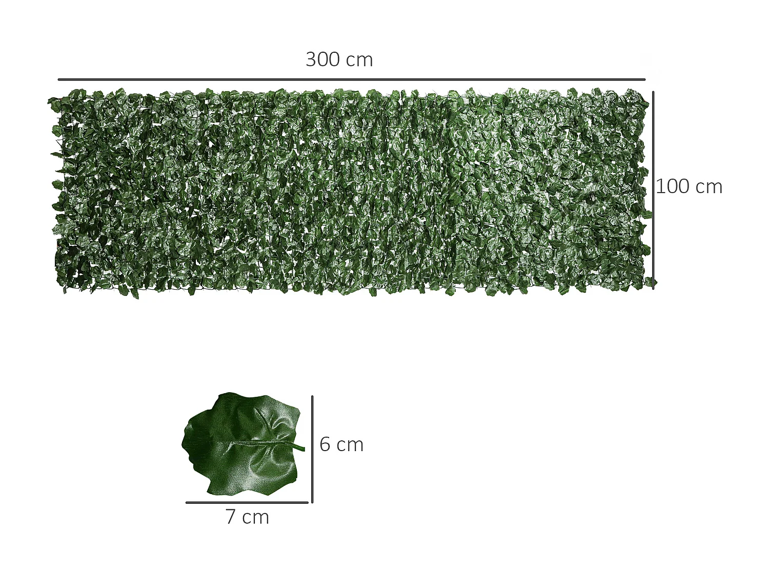 Rotolo di siepe finta con foglie d'edera 300x100 cm verde scuro
