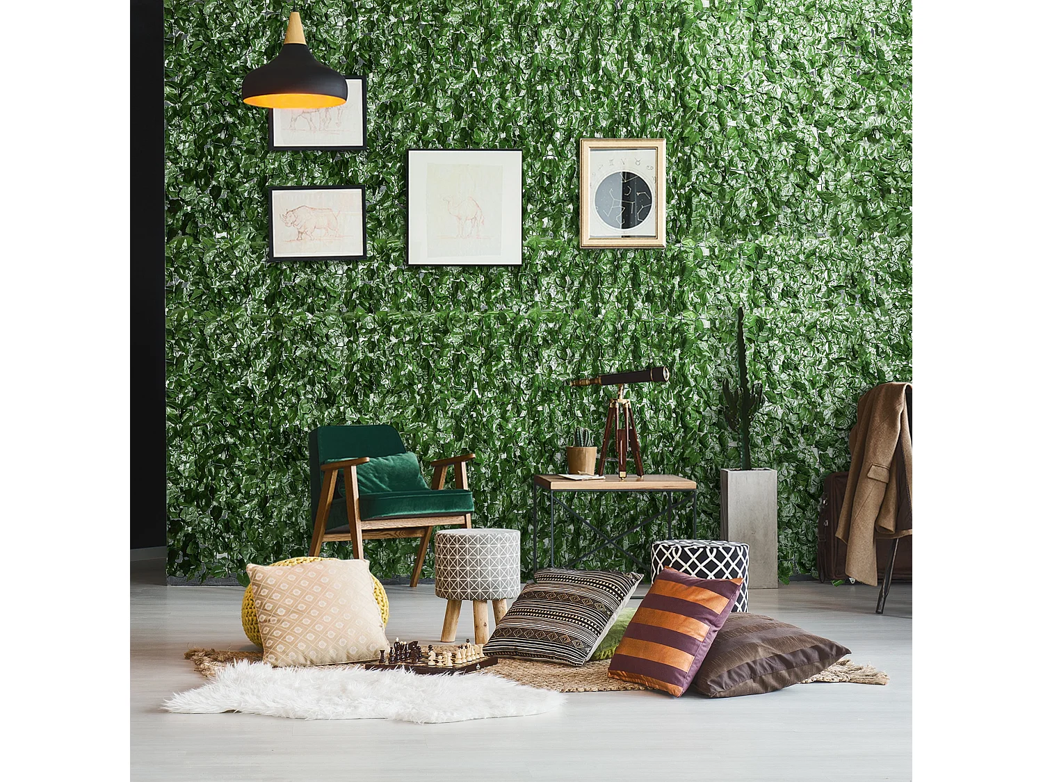 Rotolo di siepe finta con foglie d'edera 300x100 cm verde scuro