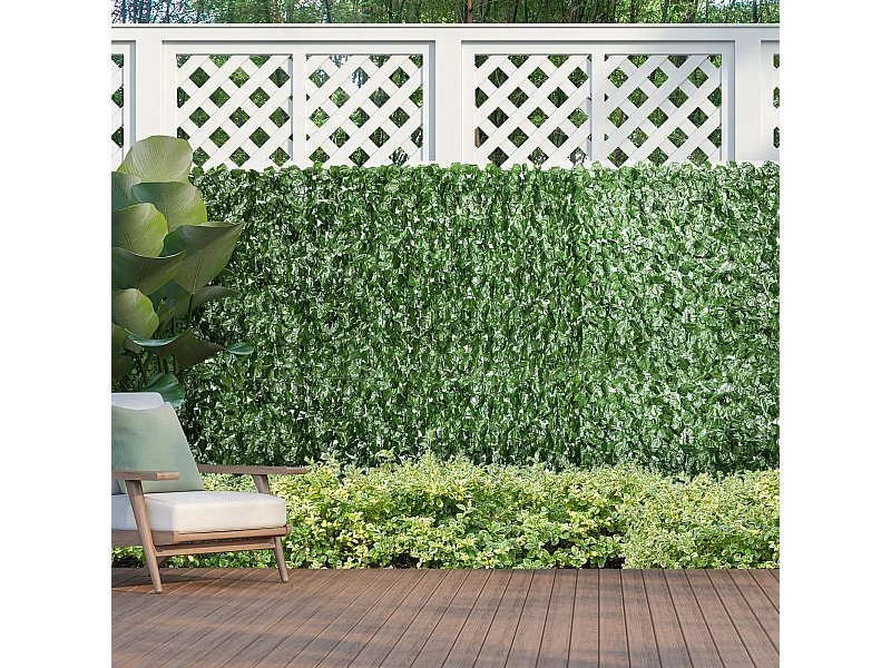 Rotolo di siepe finta con foglie d'edera 300x100 cm verde scuro