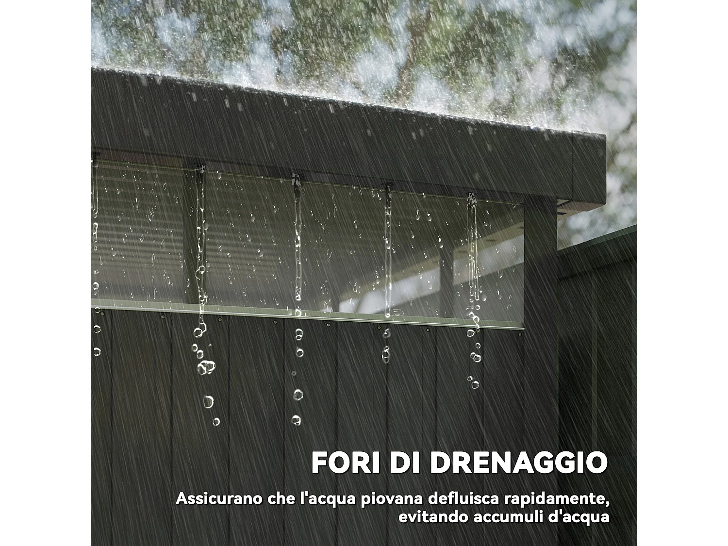 Capanno da giardino con lucernario 162x259x201 cm grigio scuro