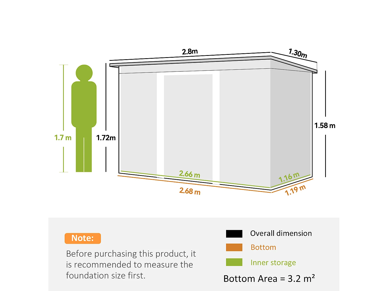 Ripostiglio da giardino con 2 prese d'aria e 2 porte grigio chiaro