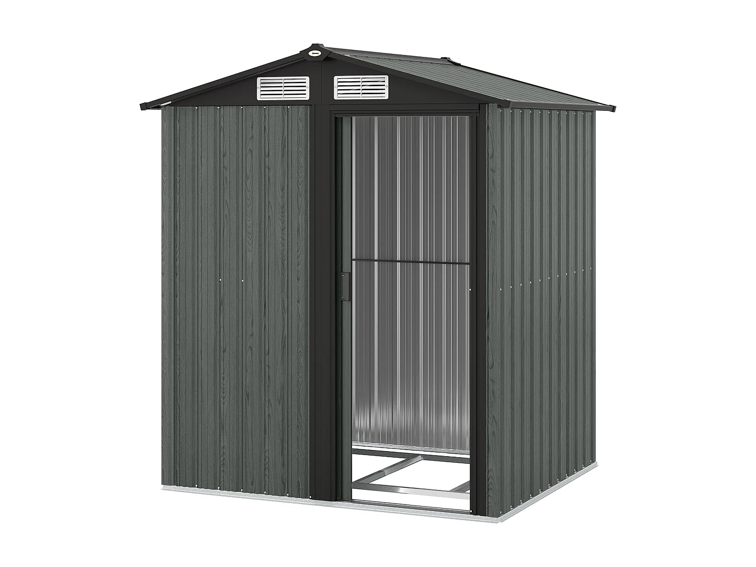 Casetta da giardino con tetto inclinato e prese d'aria acciaio grigio