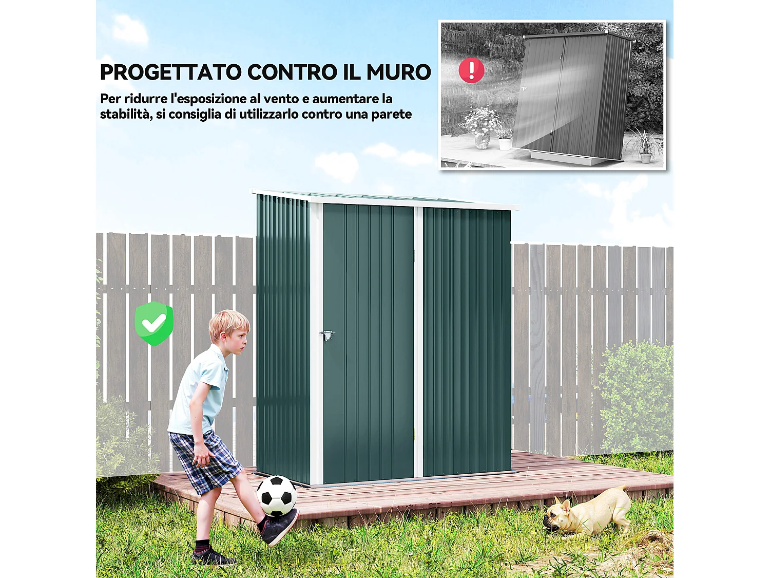 Casetta da giardino per attrezzi in acciaio verde