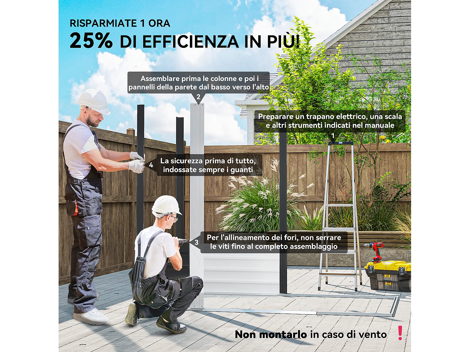 Casetta da giardino in acciaio grigio scuro con 4 prese d'aria