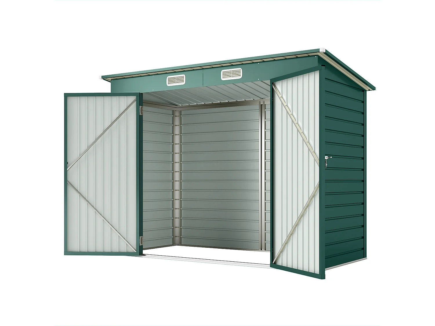 Capanno porta attrezzi con 2 prese d'aria e chiavistello verde