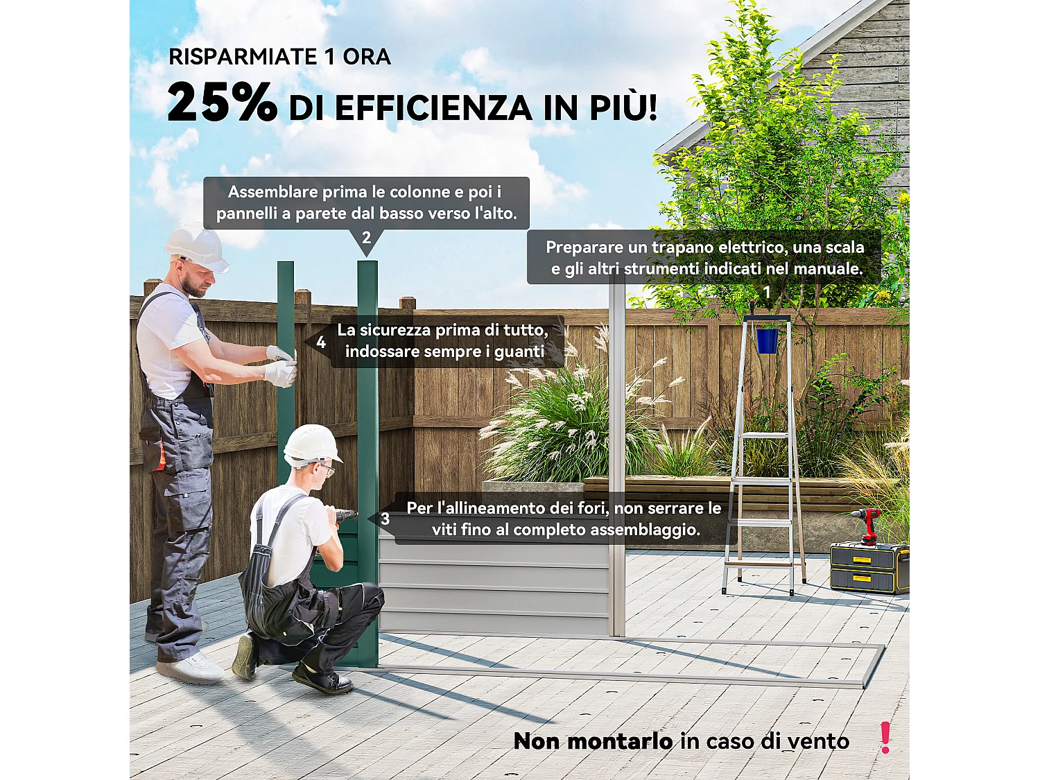 Capanno porta attrezzi con 2 prese d'aria e chiavistello verde