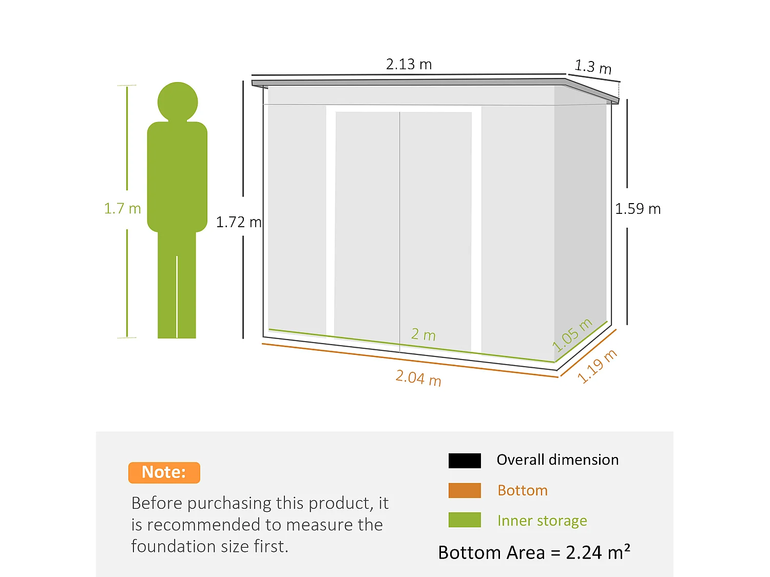 Capanno attrezzi in acciaio zincato con tetto inclinato grigio scuro
