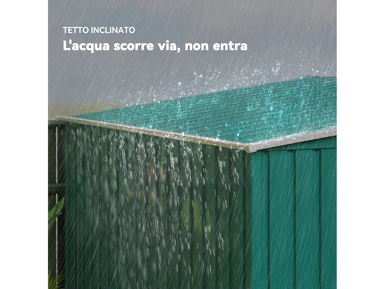 Casetta porta attrezzi in metallo con porta scorrevole verde