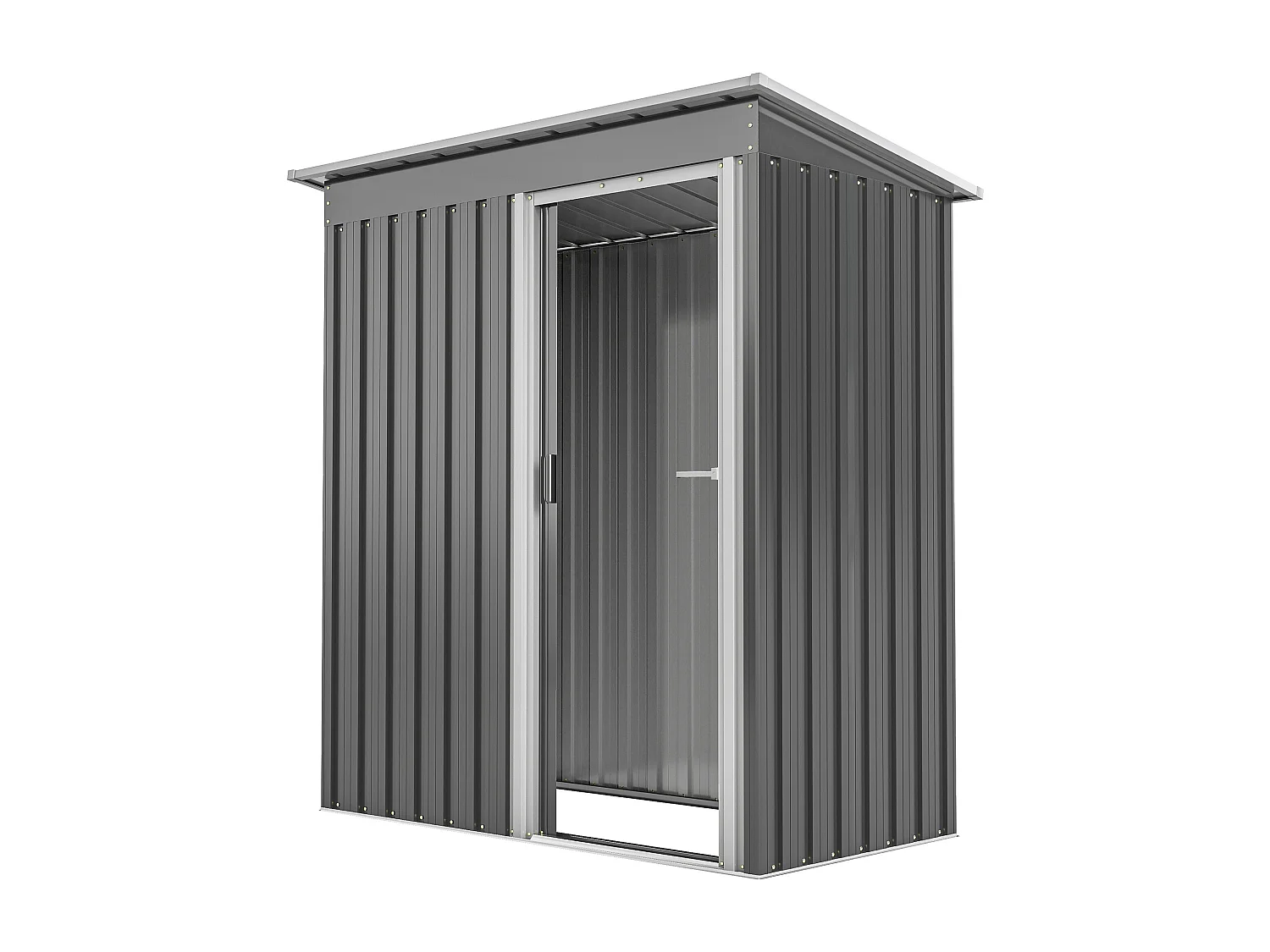 Capanno attrezzi con tetto inclinato in acciaio e pp grigio chiaro