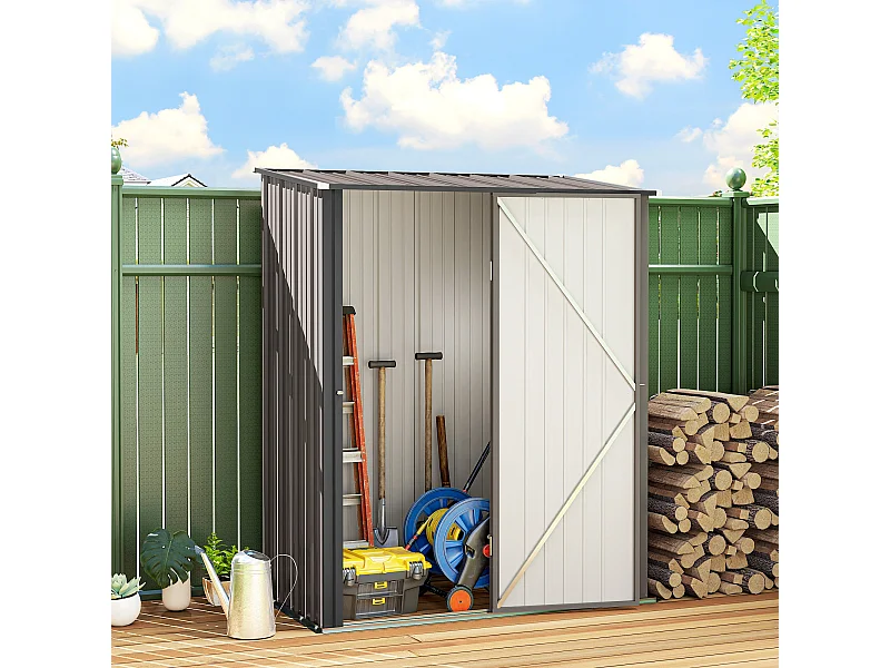 Casetta da giardino per attrezzi in acciaio grigio chiaro