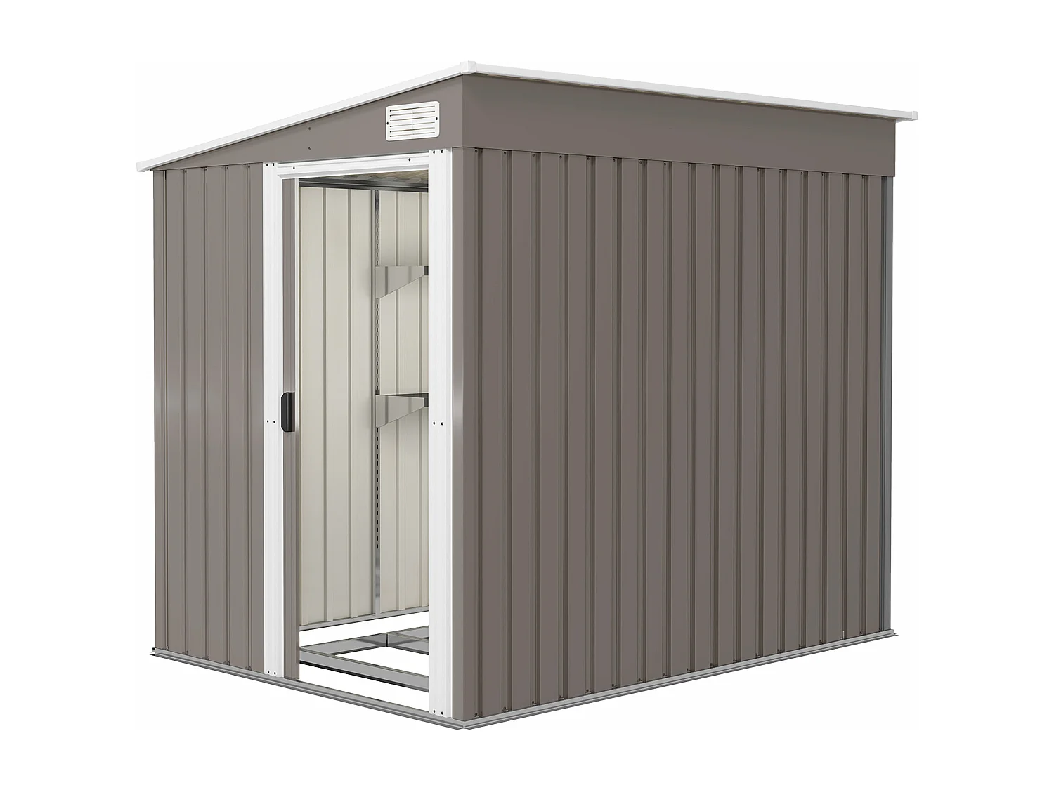 Casetta porta attrezzi in metallo con porta scorrevole grigio chiaro