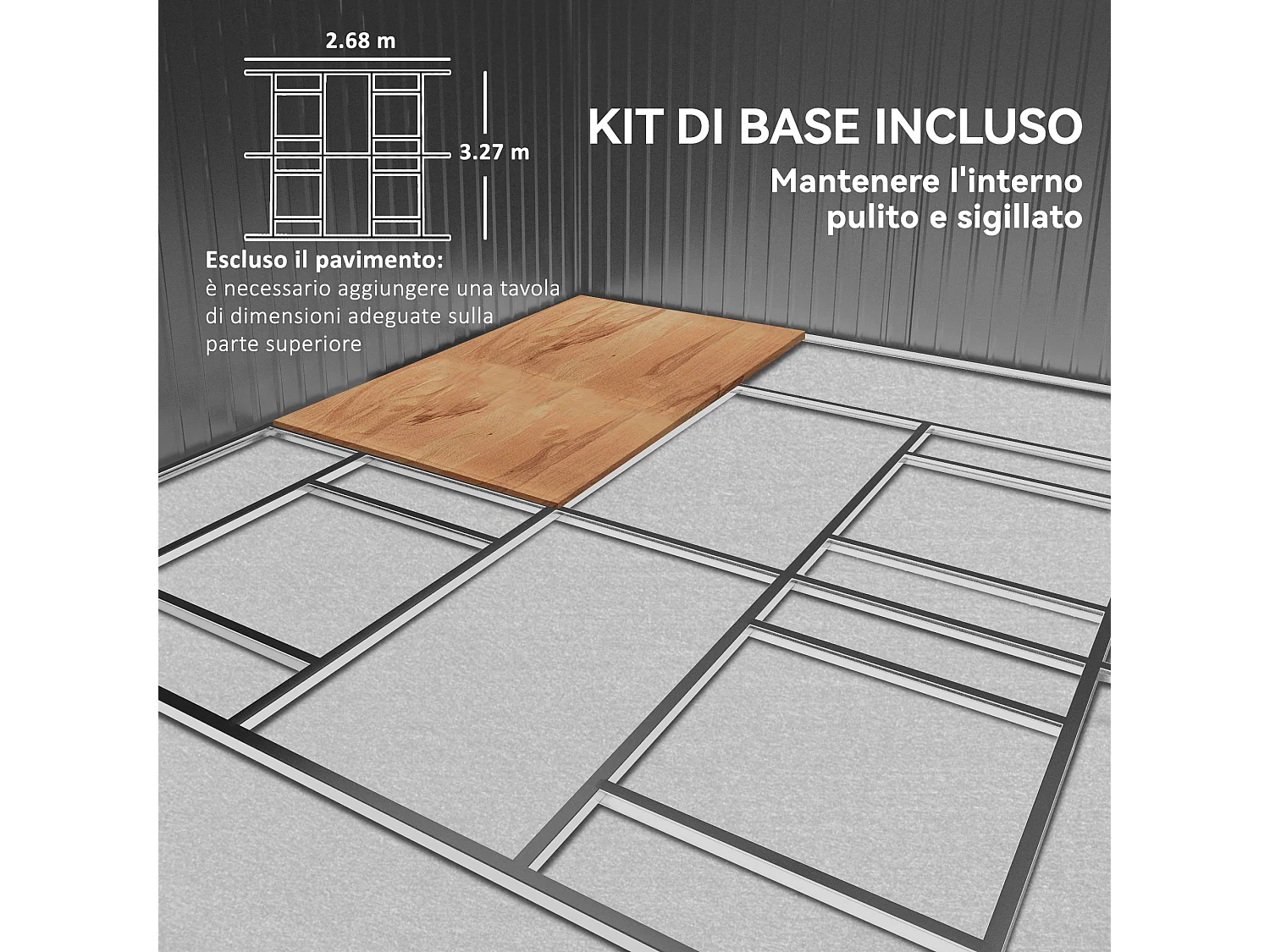 Casetta da giardino grande con doppia porta scorrevole argento