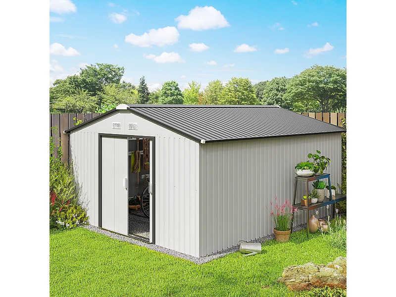 Casetta da giardino grande con doppia porta scorrevole argento