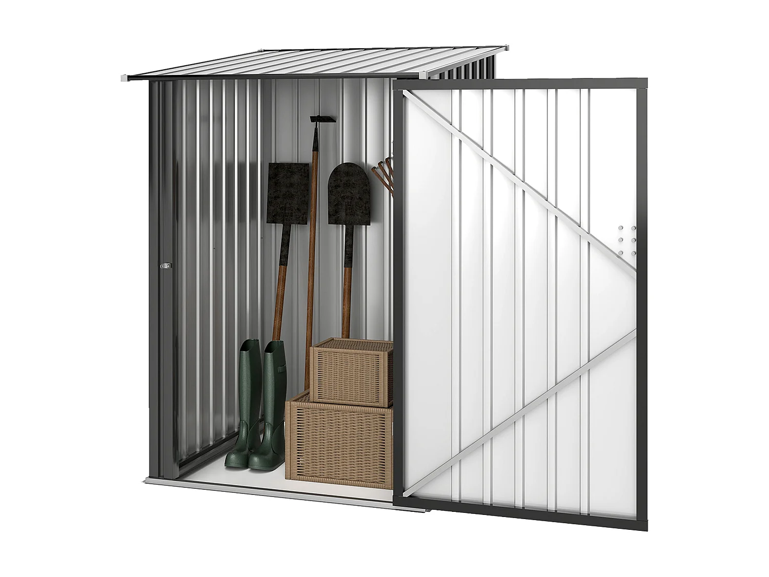 Casetta da giardino porta attrezzi in acciaio con serratura