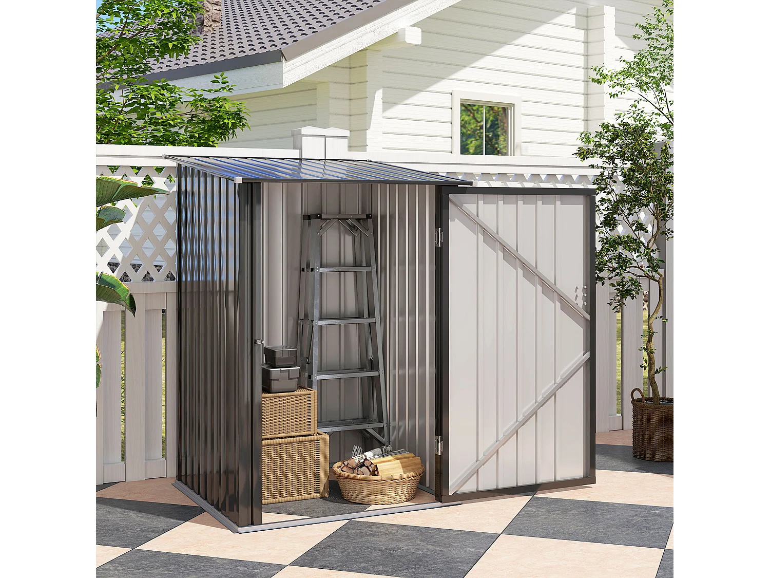 Casetta da giardino porta attrezzi in acciaio con serratura