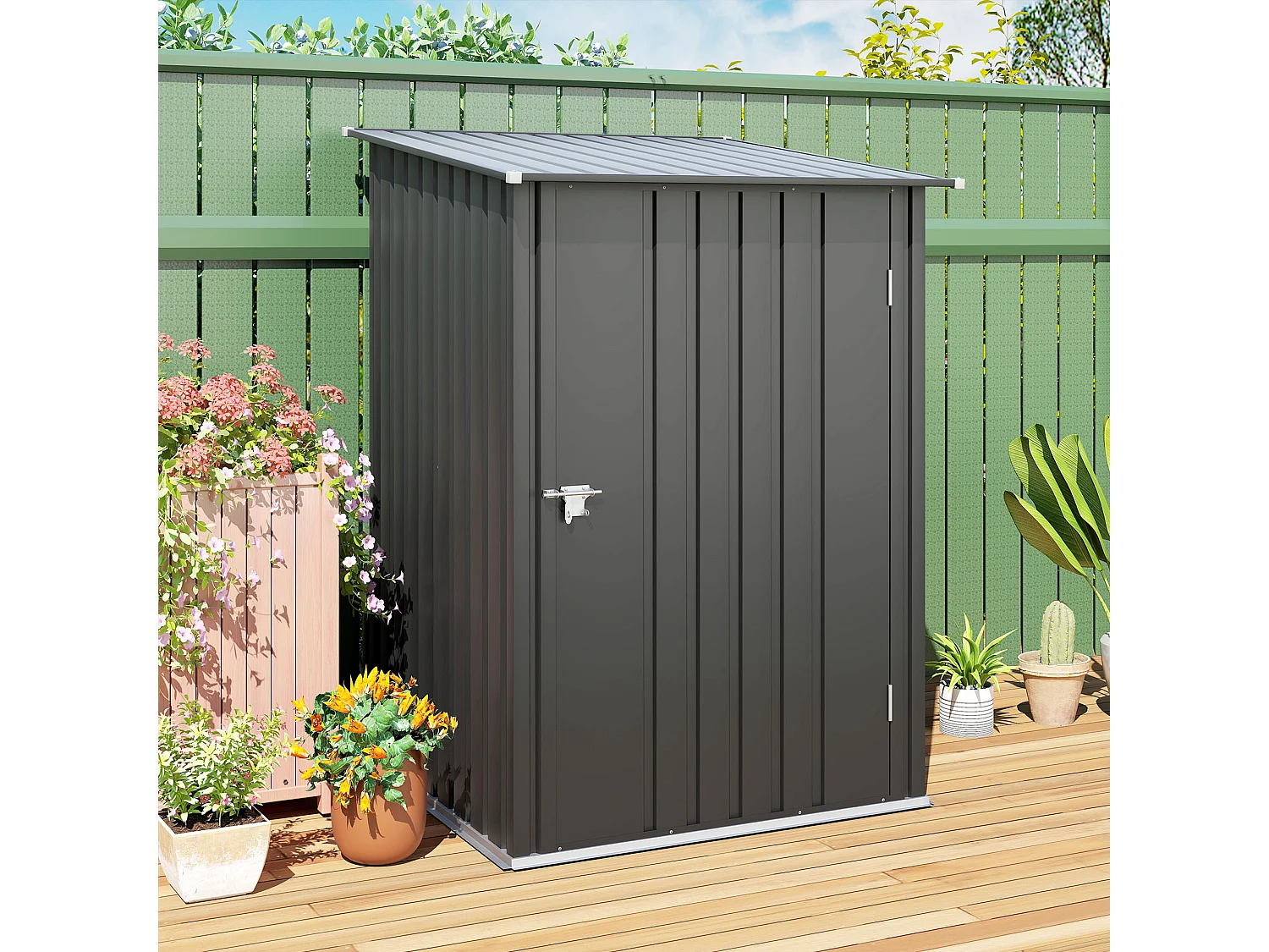 Casetta da giardino porta attrezzi in acciaio con serratura