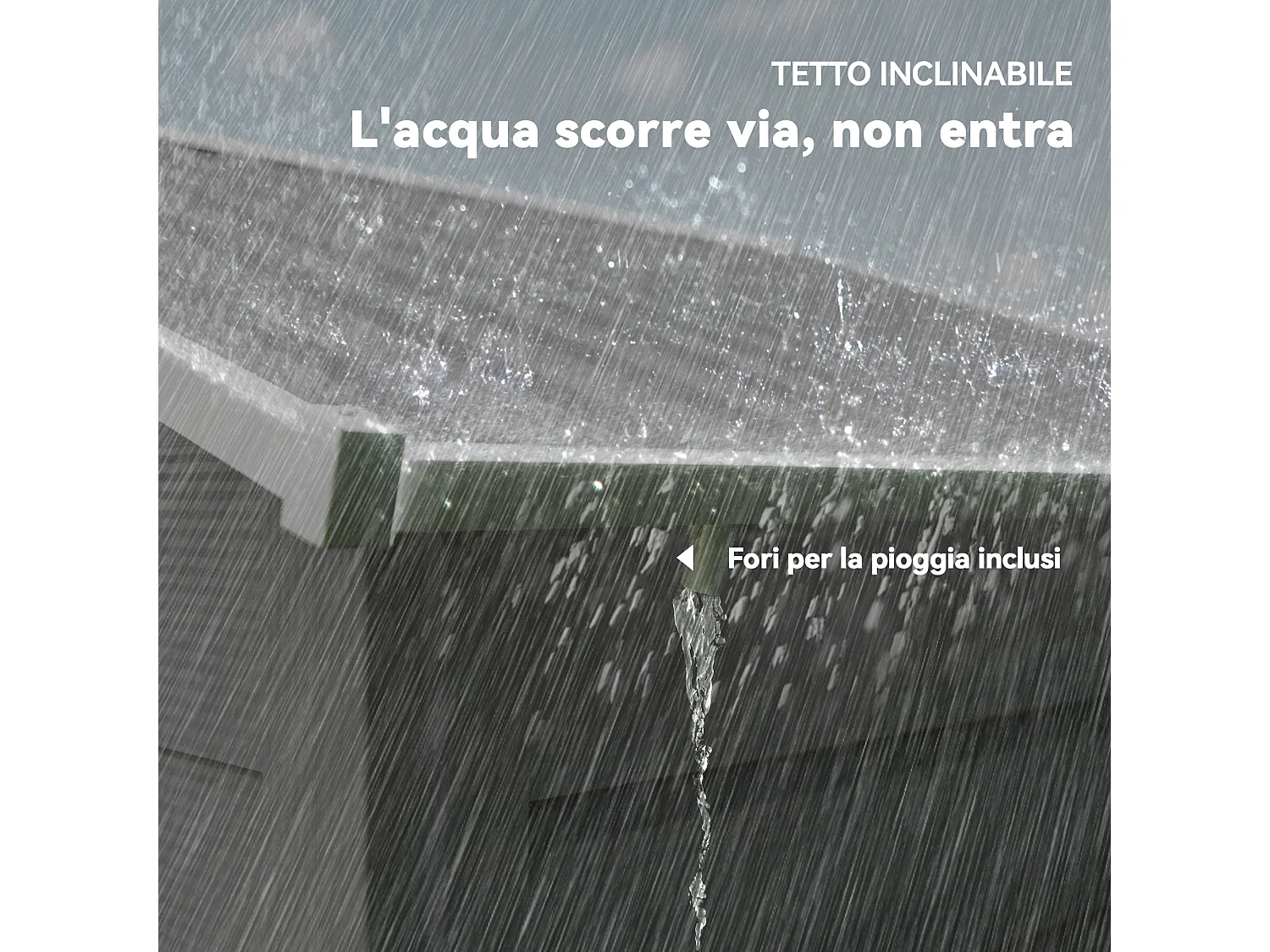 Casetta da giardino in acciaio grigio chiaro con 4 prese d'aria
