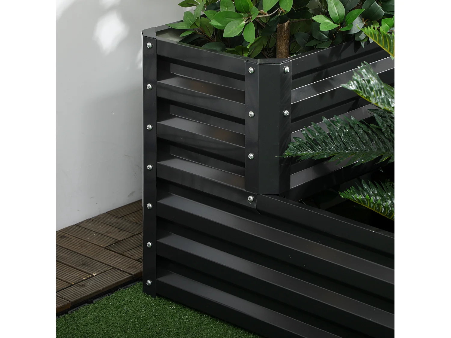 Letto per orto rialzato 2 livelli in acciaio con fondo aperto