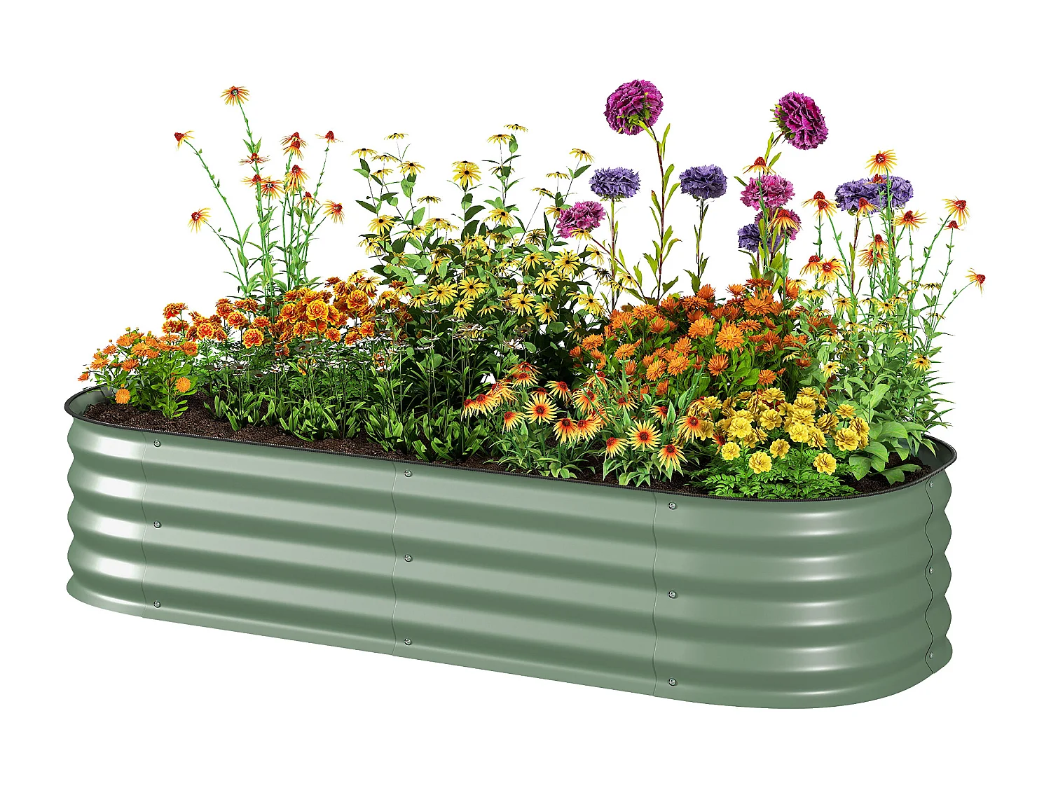 Letto per orto rialzato modulare in acciaio galvanizzato verde