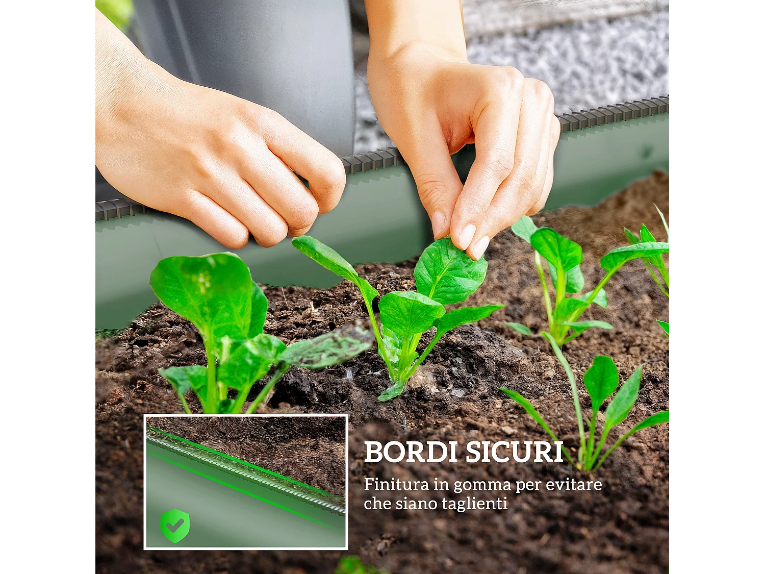 Letto per orto rialzato modulare in acciaio galvanizzato verde