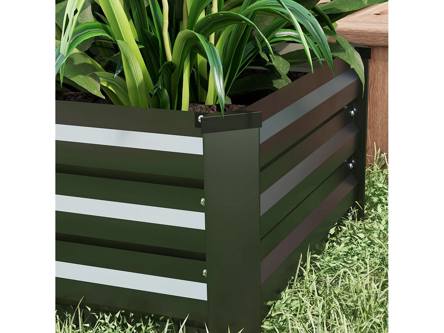 Set 2 letti per orto con fondo aperto 100x60x30cm in acciaio grigio