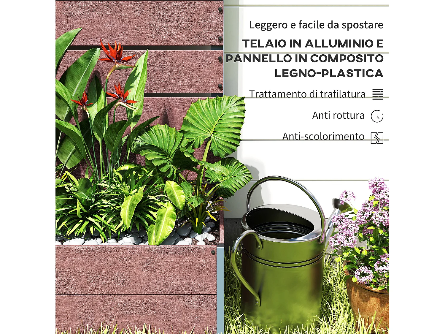 Fioriera da giardino con grigliato a doghe 72x38x150cm marrone chiaro