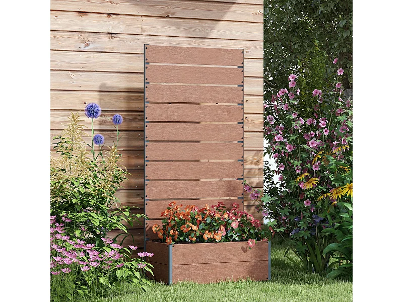 Fioriera da giardino con grigliato a doghe 72x38x150cm marrone chiaro