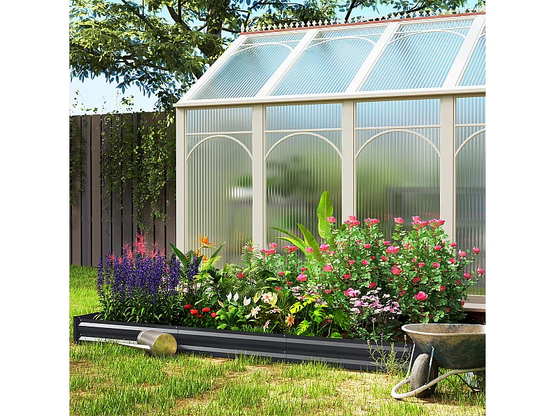 Letto per orto rialzato 835 litri con fondo aperto in acciaio grigio