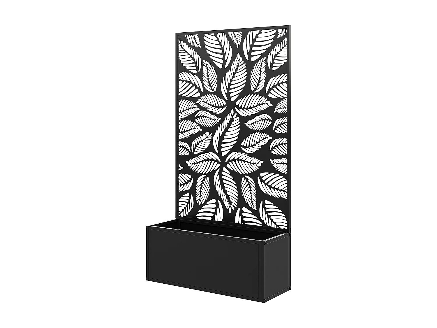 Fioriera con traliccio decorativo con intagli a foglie nero