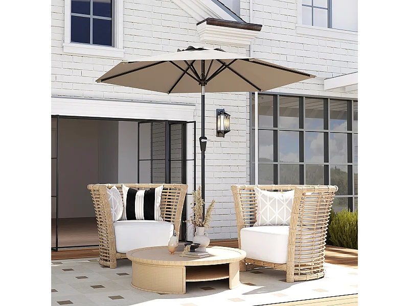 Ombrellone da giardino a manovella inclinabile 2.3x2m cachi