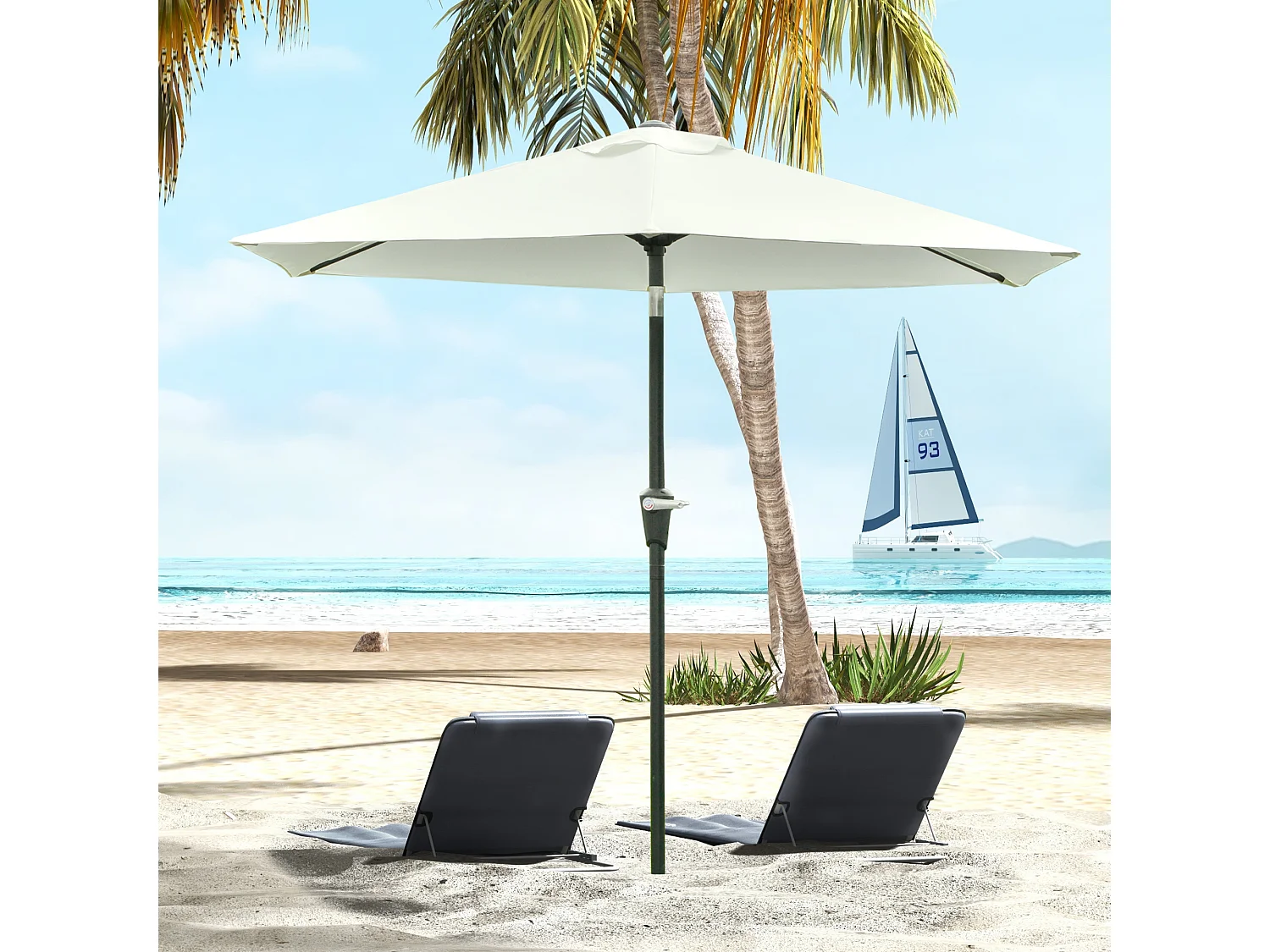 Ombrellone da giardino 2.3x2.2m a manovella inclinabile crema