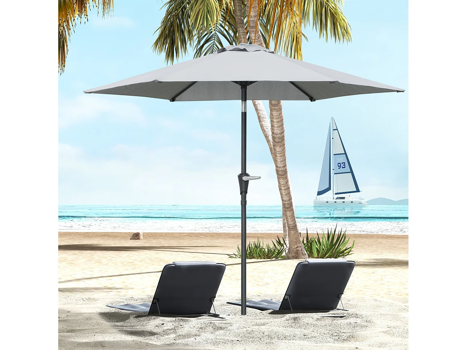 Ombrellone da giardino a manovella inclinabile 2.3x2m grigio