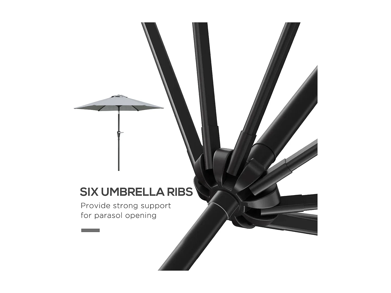 Ombrellone da giardino a manovella inclinabile 2.3x2m grigio